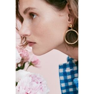 NWOT J. Crew Gold Drop Hoop Earrings